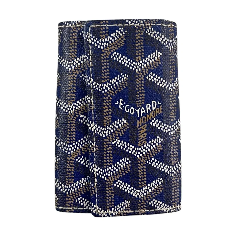 Goyard Navy Blue Chevron Key & Card Holder